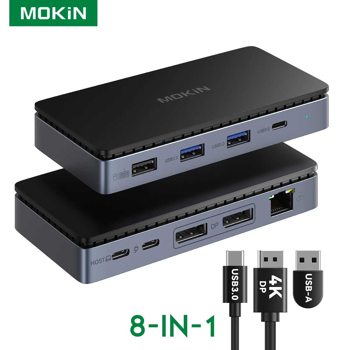 USB C Docking Station Dual DisplayPort,8 in 1 Laptop Docking Station Dual Monitor with 2 DP 4K@60Hz,Gigabit Ethernet,100W PD