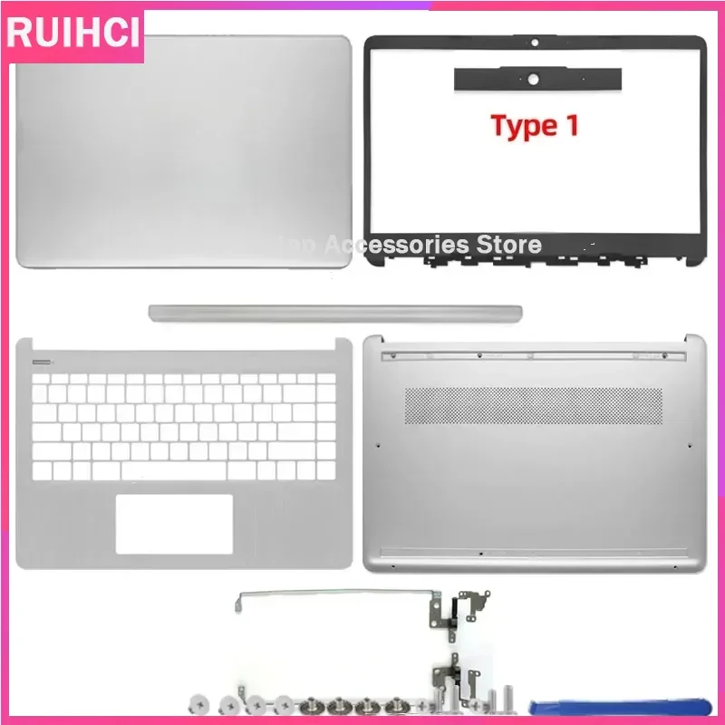 

For 14-DQ 14-DR 14S-DR 14S-FR 14S-FQ TPN-Q221 TPN-Q242 New LCD Back Cover Bezel Hinges Palmrest Bottom Cover Silver
