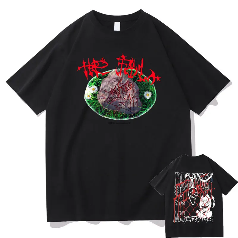 Bladee The Fool Drain Gang Music Album Double Sided Print T-shirts Men Women Hip Hop Casual Tshirt Man Rock T Shirt Streetwear