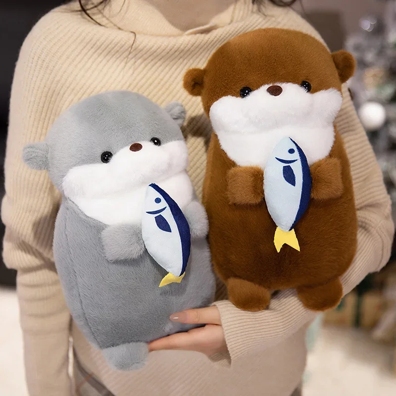 1pc 30/40cm New Lovely Otter Hug Fish Plush Toys Stuffed Wild Animal Dolls Soft Sloth Pillow Christmas Room Decor Gift for Kids