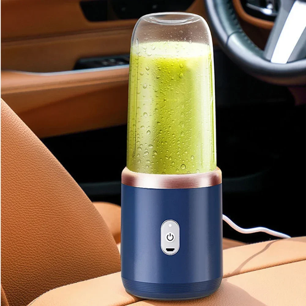 Electric Juicer 6 Blades USB Smoothie Blender Portable Wireless Mini Charging Fruit Squeezer Ice Crush Cup Food Processor 400ML