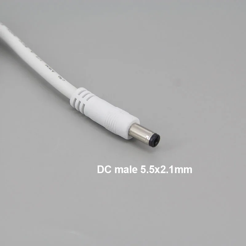 5.5x2.1mm Male to Male Plug Power Supply white 1m 18awg 7A DC Connector extension Cable Copper Wire For CCTV Camera J17