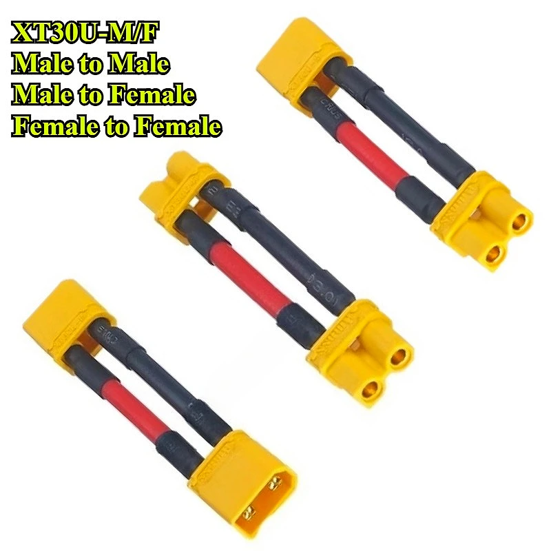 

XT30 XT30U Male to Female Connector Adapter XT30U-M/F Plug 10CM/15/20/30CM 18AWG/16AWG Silicone Wire Cable for RC FPV Drone Part