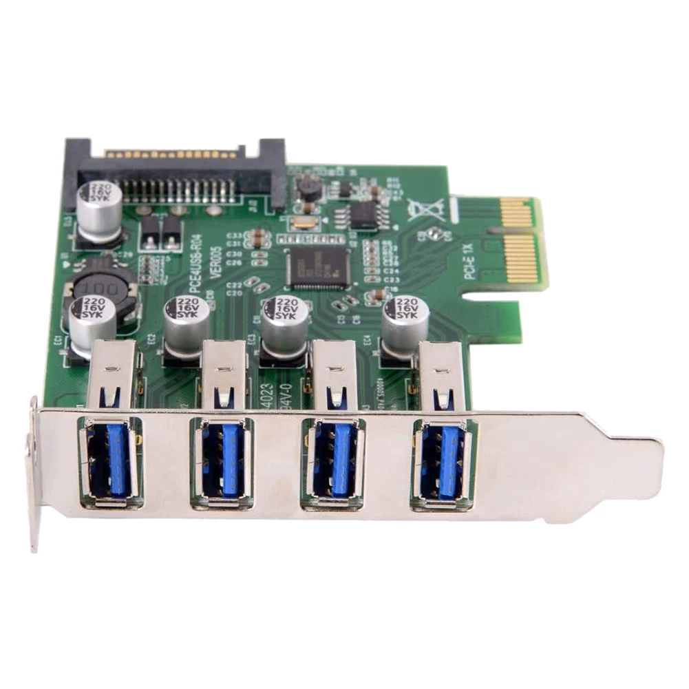 Adaptador de tarjeta de expansión PCI Express de perfil bajo, 4 puertos PCI-E a USB 3,0, 5Gbps, USB1.1/2,0/3,0, sistemas operativos