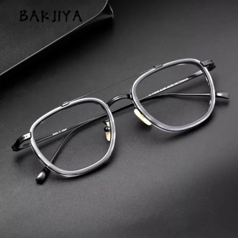 

Japanese Pure Titanium Eyeglasses Frame Double Beam Retro Men Women Square Myopia Glasses Frame Vintage Double Bridge eyewear