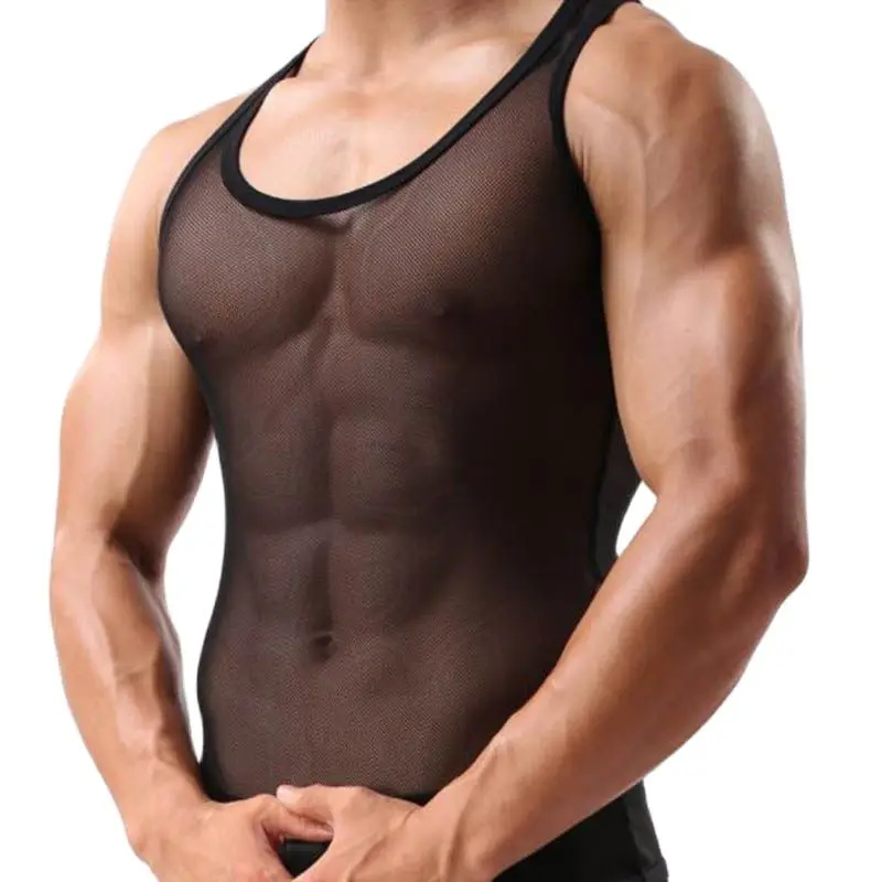 Men T-shirt Wrestling Mesh Sexy Breathable Singlet Men Shirts For Men Undershirts Gay Body Hombre Roupas Masculinas Solid