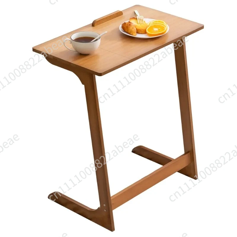 Foldable Bamboo Dining Table, Adjustable Coffee Table with Non-Slip Design, Space-Saving Bedside Desk, Minimalist High-Leg Table