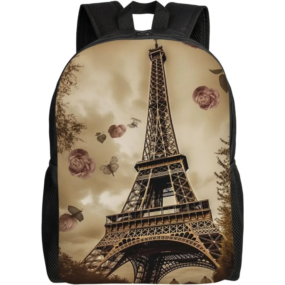 

Paris Eiffel Tower Cute Backpack Waterproof Lightweight Laptop Backpack Shoulder Bag Casual Daypack For Women Men