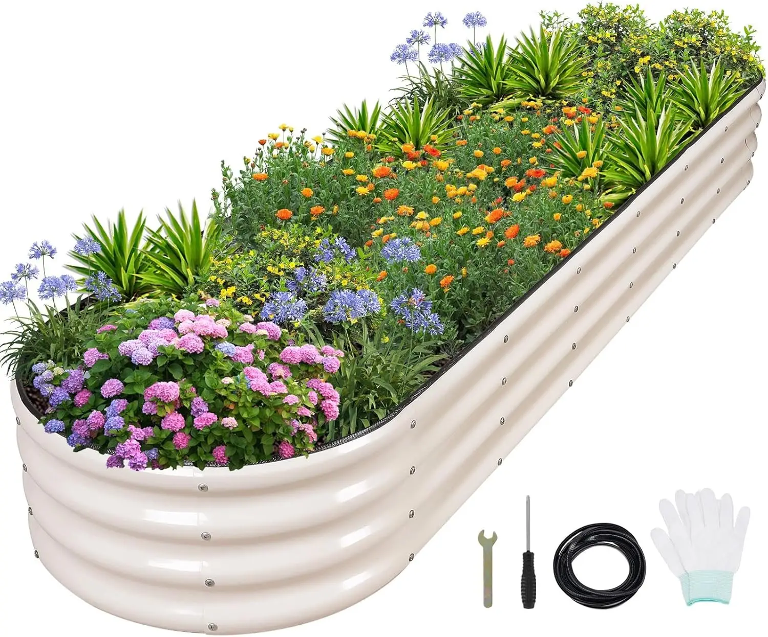 

Raised Garden Bed 8x2x1ft - Galvanized Metal Planter Box for Vegetables, Flowers, Outdoor Use with Protective Tape & Tools