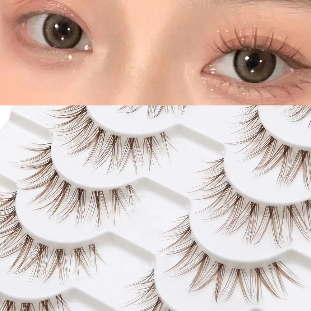 10 par naturalny wygląd brązowe sztuczne rzęsy moda 3D japoński Cosplay sztuczne rzęsy z norek dramatyczne Anime rzęsy dla kobiet