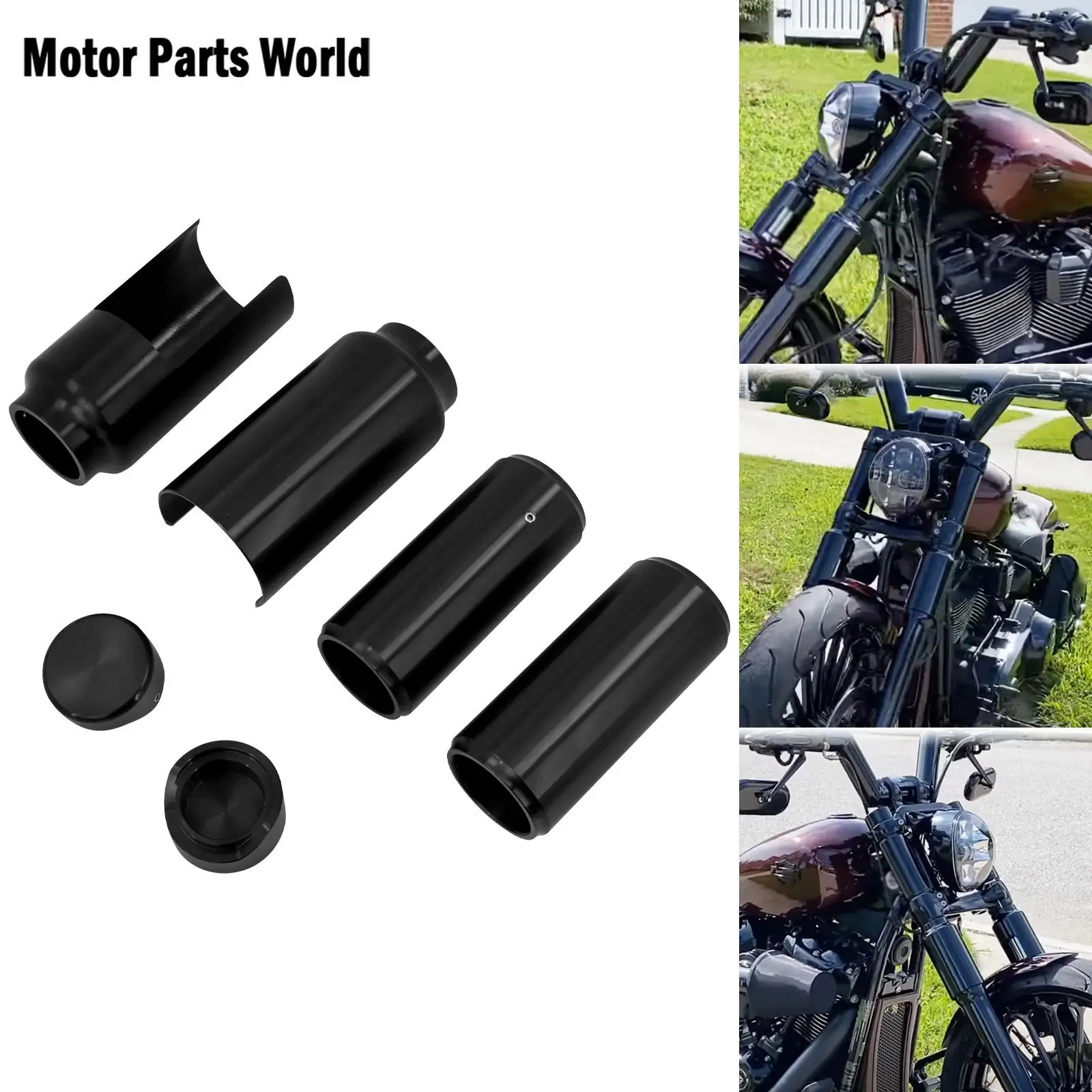 Motorcycle Aluminum Black Front Fork Cover Set Tube Cap Kit For Harley Softail Breakout FXBR FXBRS 2018 2019 2020 2021 2022