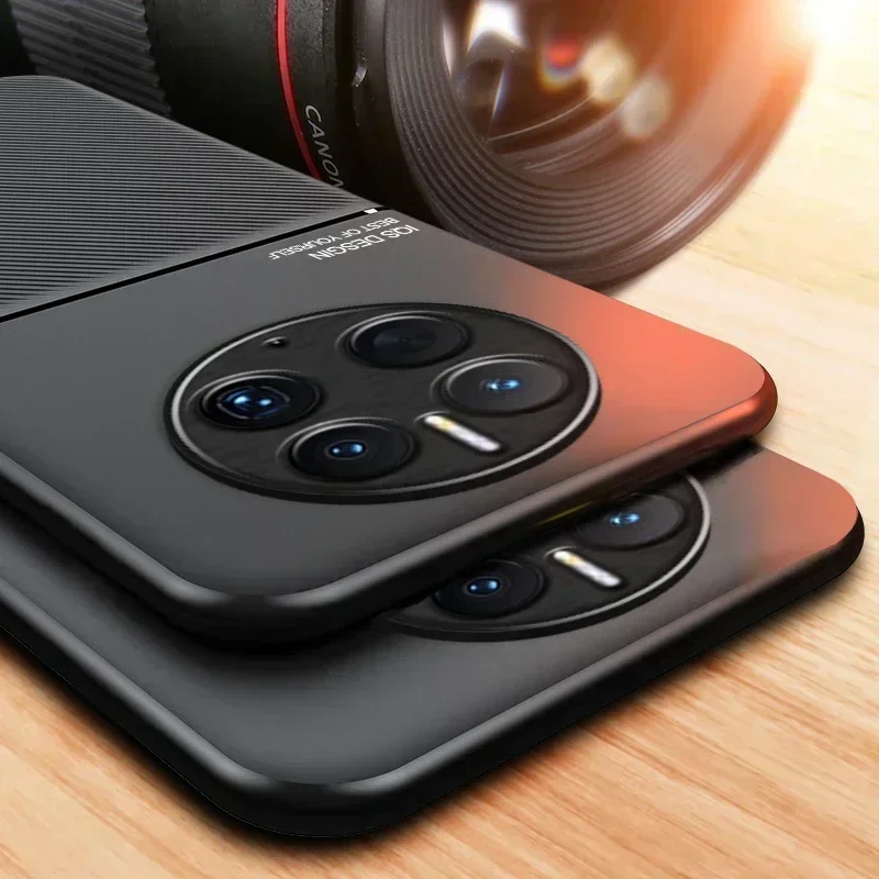 เคสสำหรับ Huawei Mate 50 Pro เคสโทรศัพท์หนังมีที่ยึดแม่เหล็กในรถยนต์สำหรับ Mate 50 Mate50Pro กรอบซิลิโคนนิ่มปกป้องด้านหลัง