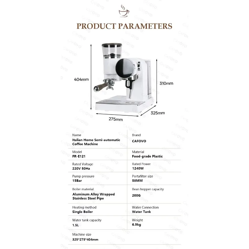 Home Semi-Automatic Espresso Latte Coffee Machine Professional Bean to Cup Smart Espresso Maker Coffee Maker view 2