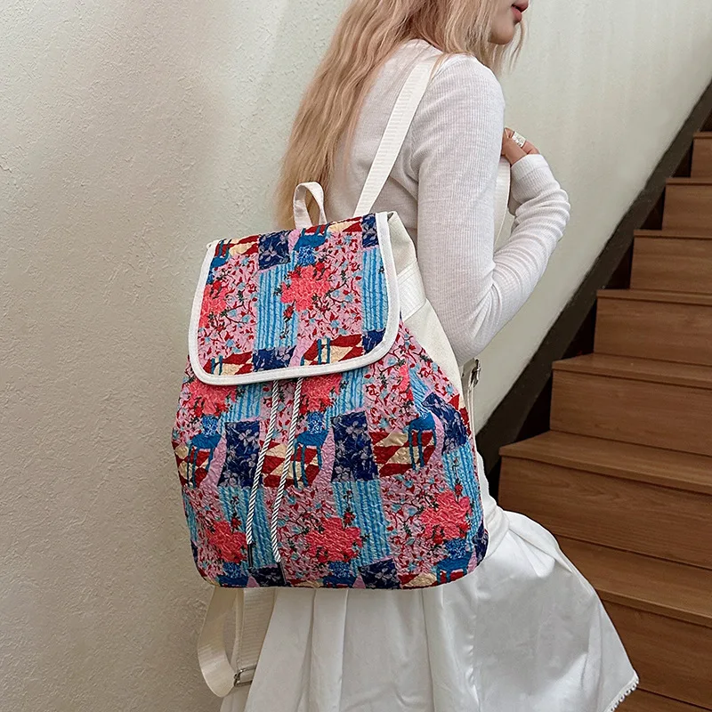 Mochila artística de estilo étnico, tendencia versátil del bolso del libro del tirón del ocio de la capacidad grande