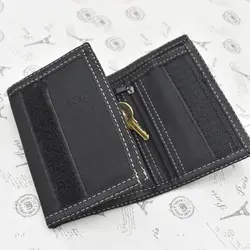 Touch Fastener portafoglio corto da uomo Multi-posizione per il tempo libero borsa in tessuto Oxford maschile durevole tasca portamonete maschile nera uso quotidiano