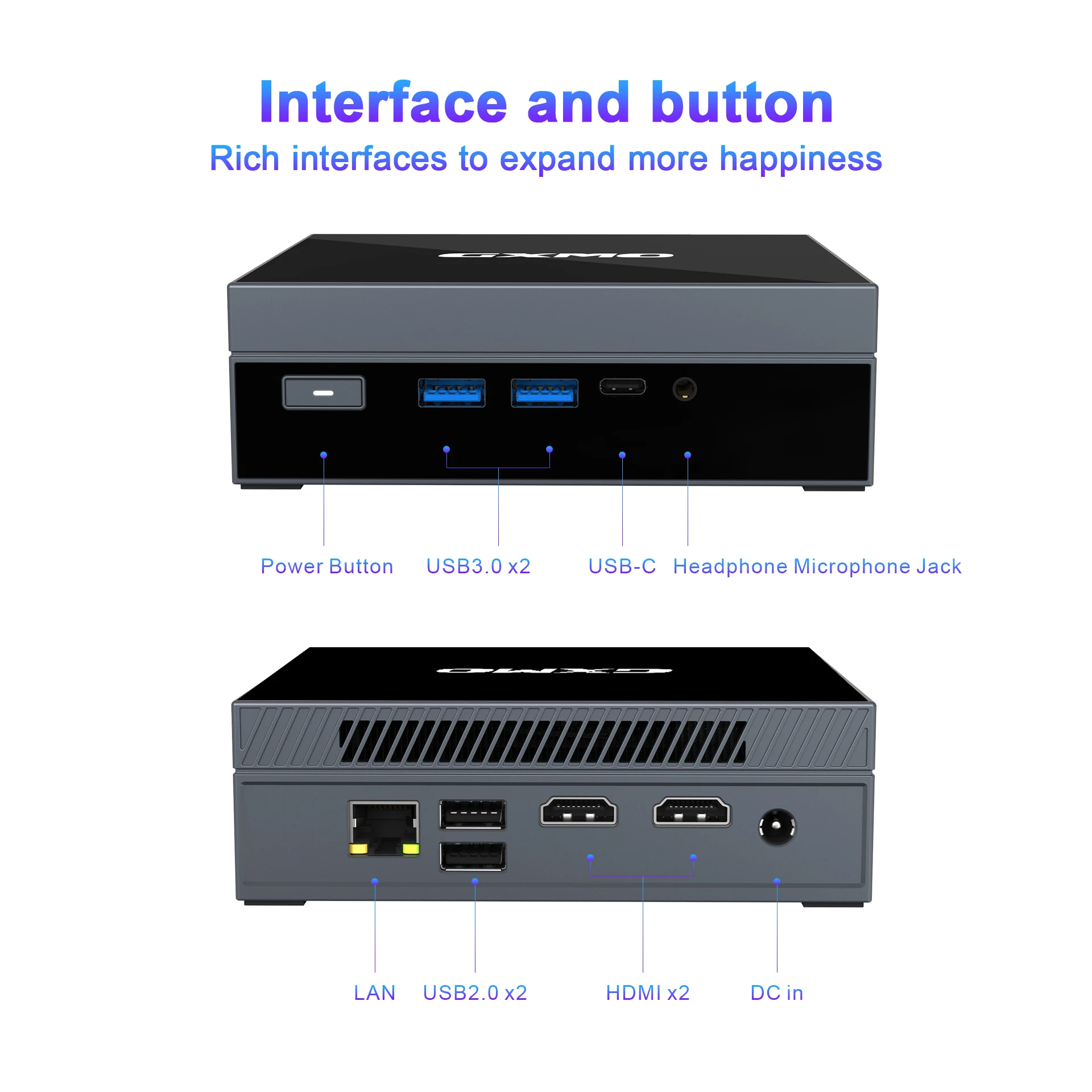 GXMO-Mini PC Intel Celeron N5105 Wins11 M.2 NVME SSD, mini comuter HDMI Tripple 4K Display RJ45 1000M