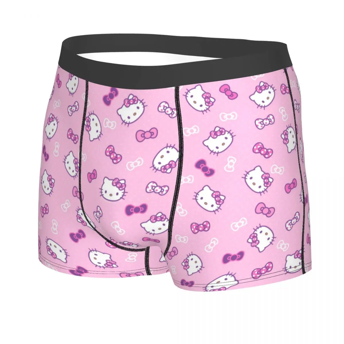 Personalizado divertido patrón de Hello Kitty Boxers pantalones cortos bragas calzoncillos masculinos calzoncillos transpirables ropa interior