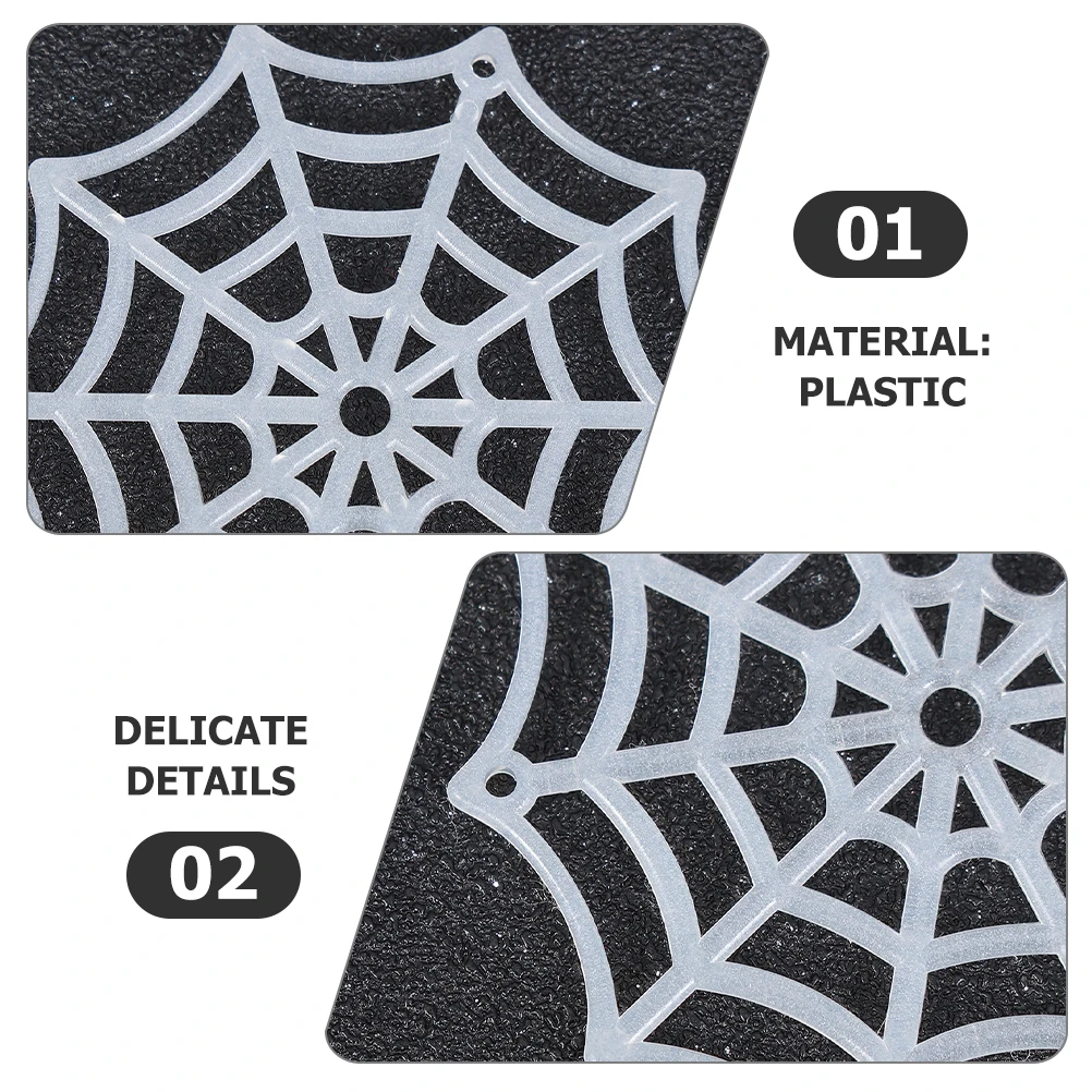 

80pcs Halloween Plastic Spider Web Decor Night Glow Cobweb Hanging Ornaments Party Layout Props For Haunted House Indoor Outdoor