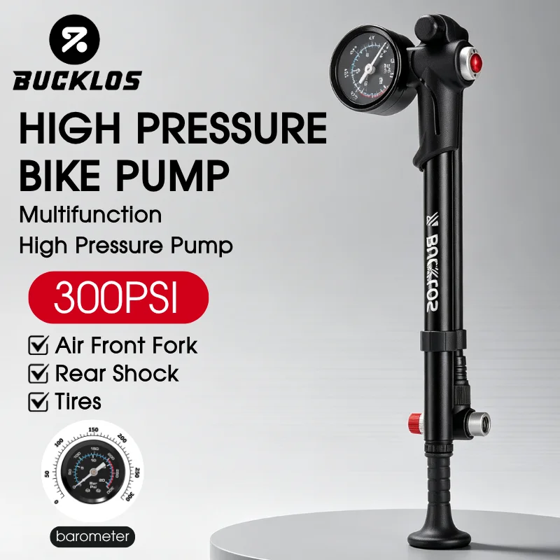 BUCKLOS Bicycle Air Pump 400/300PSI High Pressure Bike Air Fork Pump Bicycle Rear Shock Tire Inflator Bike Portable Pump