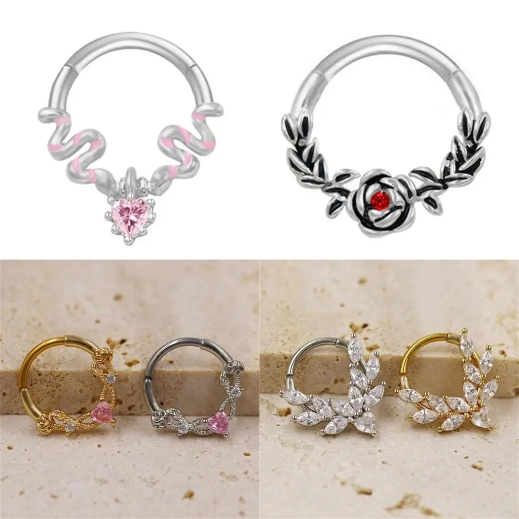 

Elegant Crystal Nose Ring Unique Silver Color Cartilage Piercing Accessory