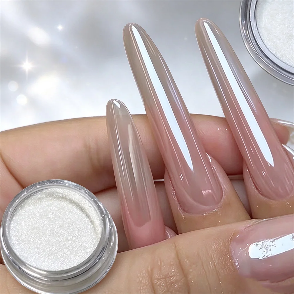 Hochtransparentes Fülllicht Aurora Nagelpuder Leuchtende Farbveredelung Kristallbeschichtung Mondlicht Nagelpigment Glänzender Maniküre-Staub