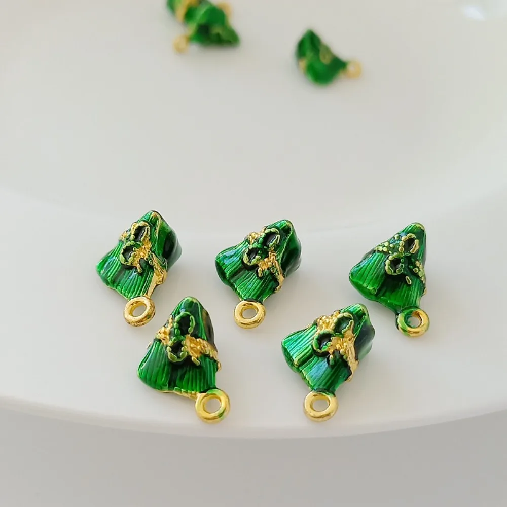 14K Gold-plated and Oil-dripping Green Zongzi Pendant, 11mm Bracelet, Earrings, Pendant, DIY Handmade Jewelry Accessories