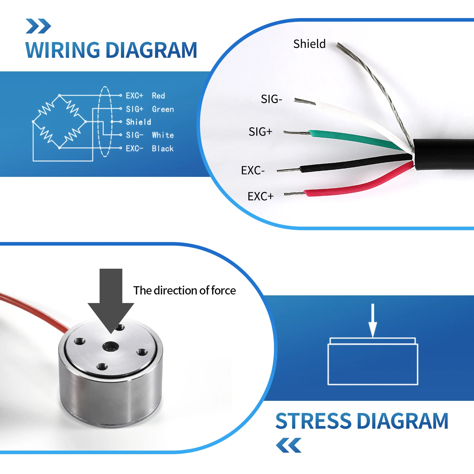 Load Cell Force Sensor Tension Compression Weight Pressure Robotic Touch Sense System 100/200/300/500/1000/2000KG