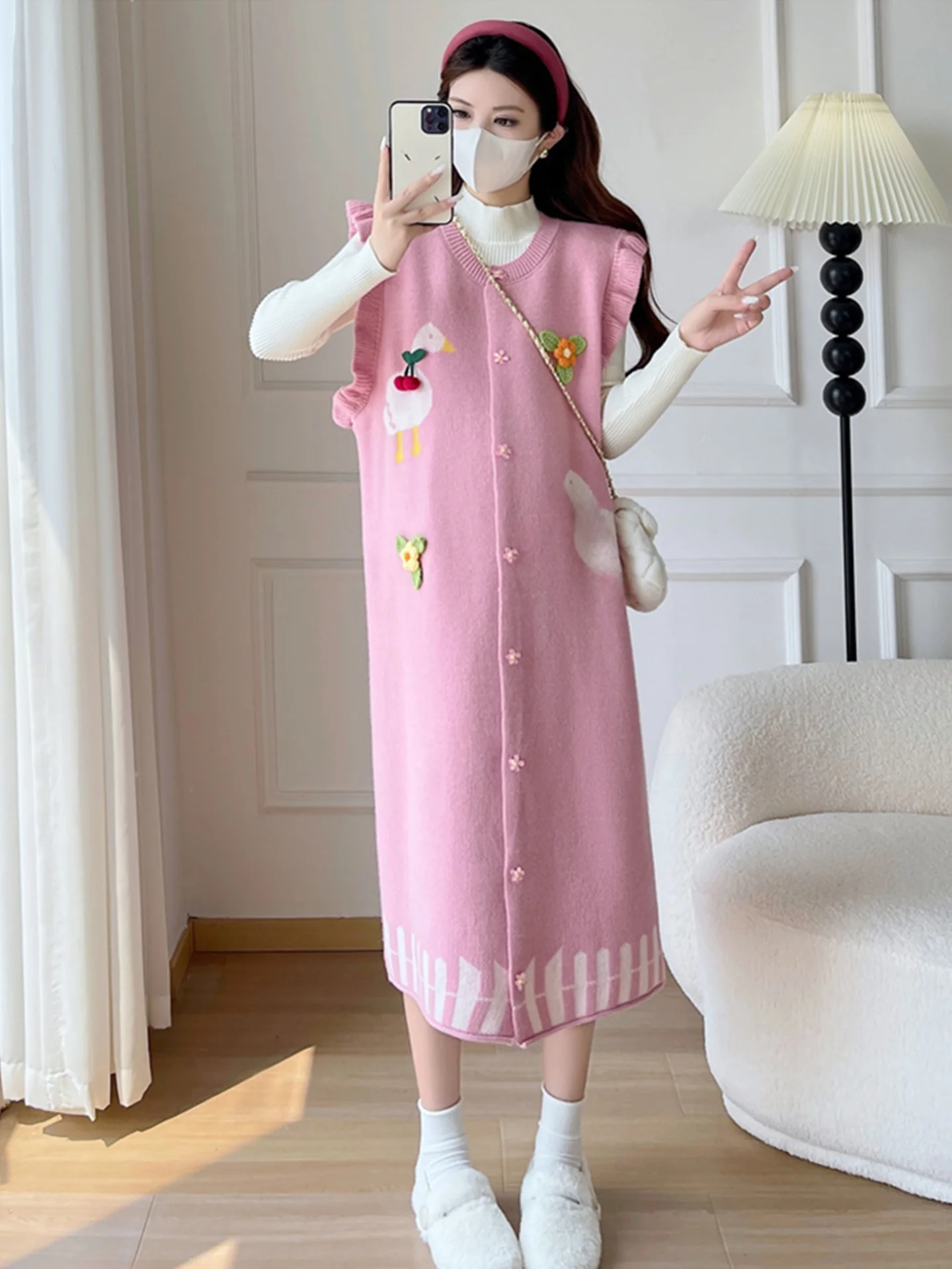 سترة طويلة محبوكة أنيقة للخريف والشتاء، تصميم جديد للنساء، فضفاضة وناعمة، ملابس محبوكة دافئة بياقة مستديرة