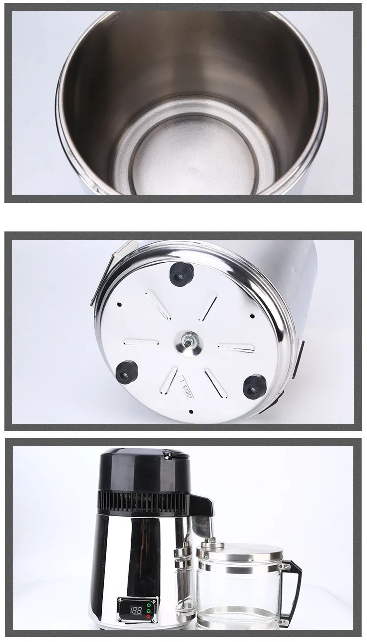 4L Edelstahl-Wasserdestilliergerät für zu Hause – automatische zahnmedizinische Destillierungswassermaschine für Haushalt, Labor, Klinik – BPA-frei, 304 St – Detail 8