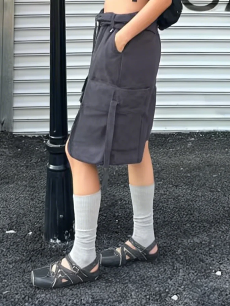 PBAP النساء واسعة الساق البضائع الجينز الجورت جيوب كبيرة عادي أضعاف أكثر من الرباط الخصر برمودا سراويل قصيرة خمر الصيف عمال #6