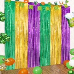 Carnival Mardi Gras Party Decoration Supplies Green Gold Purple 2m Rain Curtain Background Wall Scene Layout