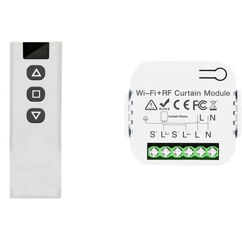 LLCS-5X Tuya Smart Life Wifi 433Mhz Blind Curtain Switch With RF Remote For Electric Roller Shutter Control, 1RC 1RE