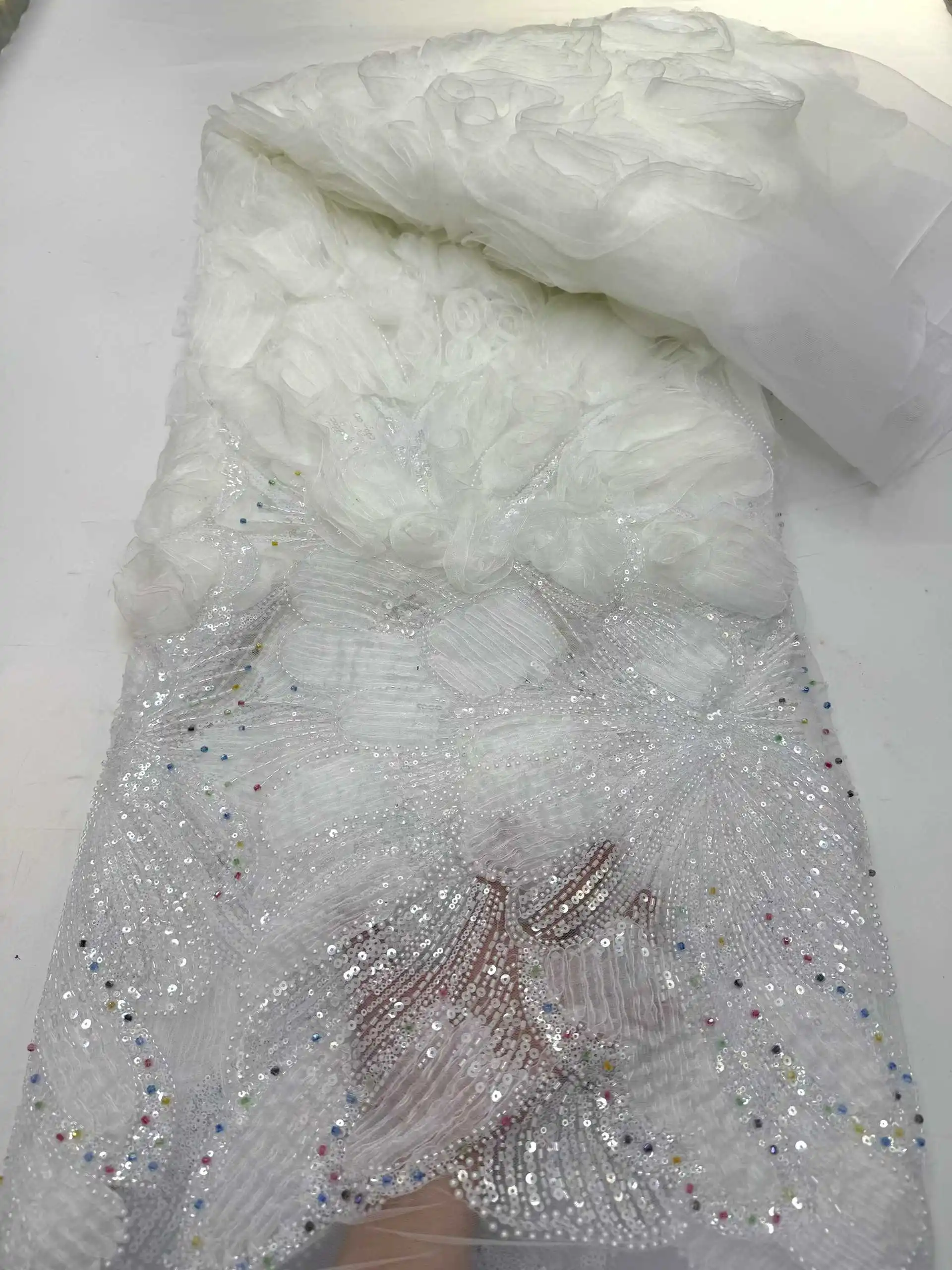 فاخر النيجيري الأفريقي الفرنسي شبكة مطرز ثلاثية الأبعاد الترتر أقمشة الدانتيل شمسيّة دانتيل عالية الجودة للنساء فساتين الحفلات المسائية 2026 نمط