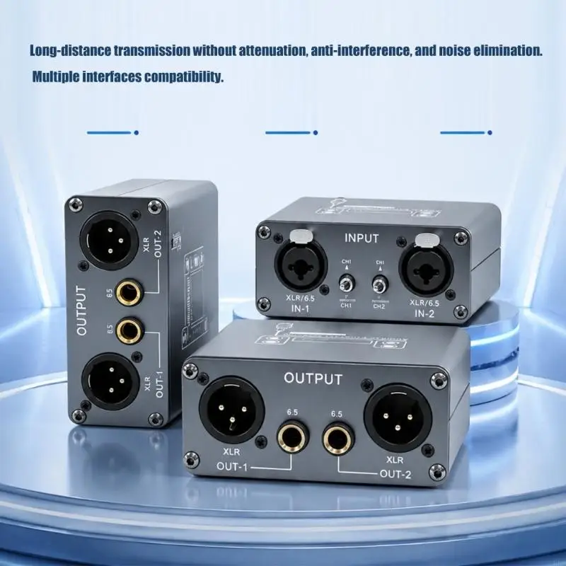 CORA 2 Channel Sound Routing Extender Set with XLR Outputs and 6.5Mm Inputs, Metal Housing Boxes for Conference Rack and Mixers