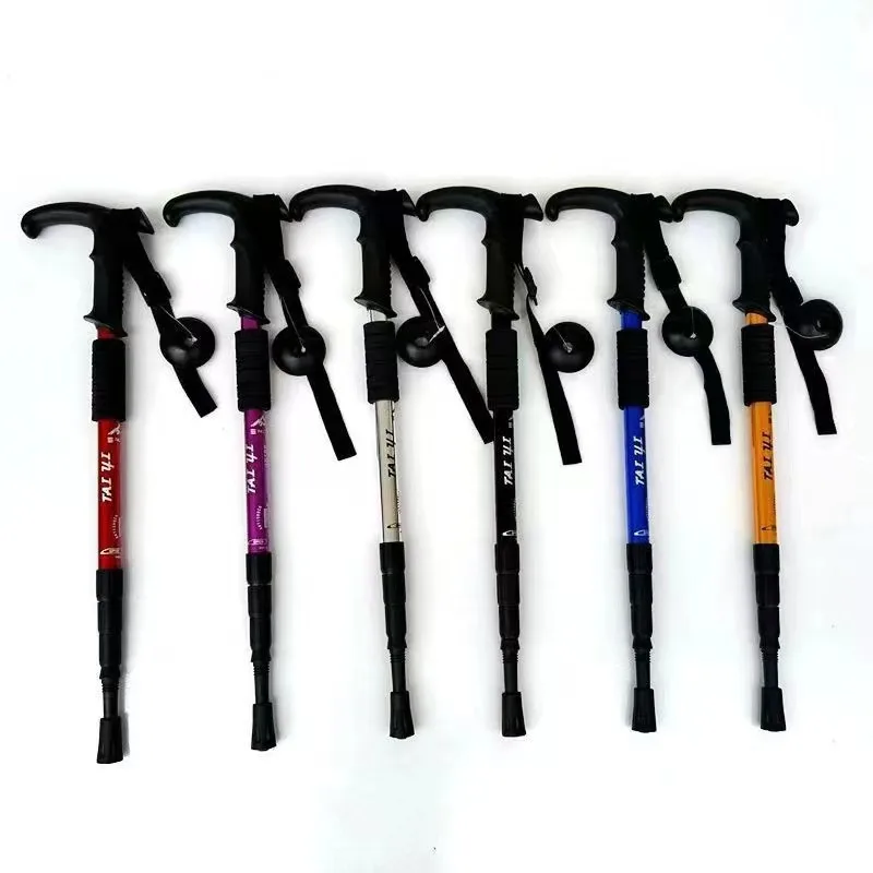 4-Section Trekking Stick Cane Ultra-light Telescopic Aluminum Alloy Crutch Outdoor Multi-function Walking Sticks Climbing