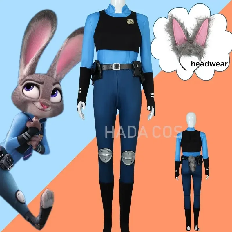 Rabbit Cop Judy Cosplay Costume Movie Cartoon Zootopia-Zootropolis Suit Police Uniform ClothesHalloween Party Role Play Bunny OI