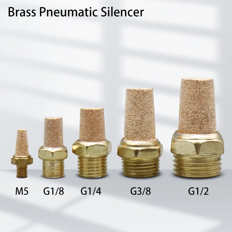 Pneumatic Brass Exhaust Muffler BSL-M5 1/8 1/4 3/8 1/2 Male Thread Pneumatic Muffler Fitting Noise Filter Reducer Connector Cop