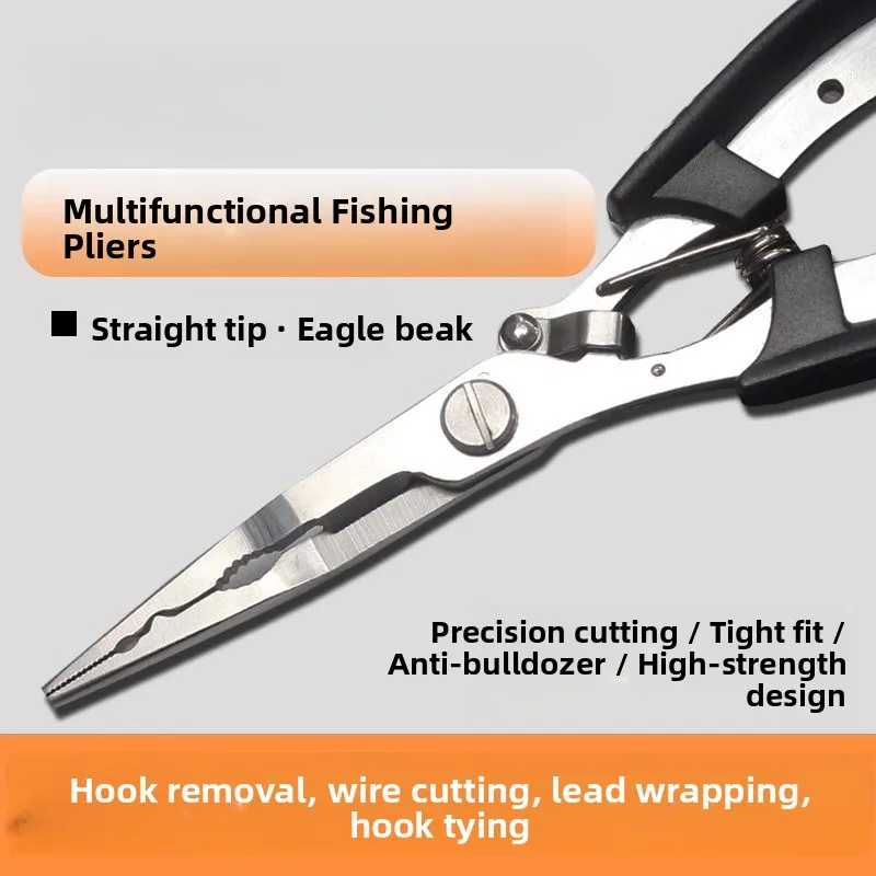 

Multi-Functional Fishing Hook Remover Long Nose Pliers Three-In-One Fisherman's Tool for Bait Removal And Line Binding