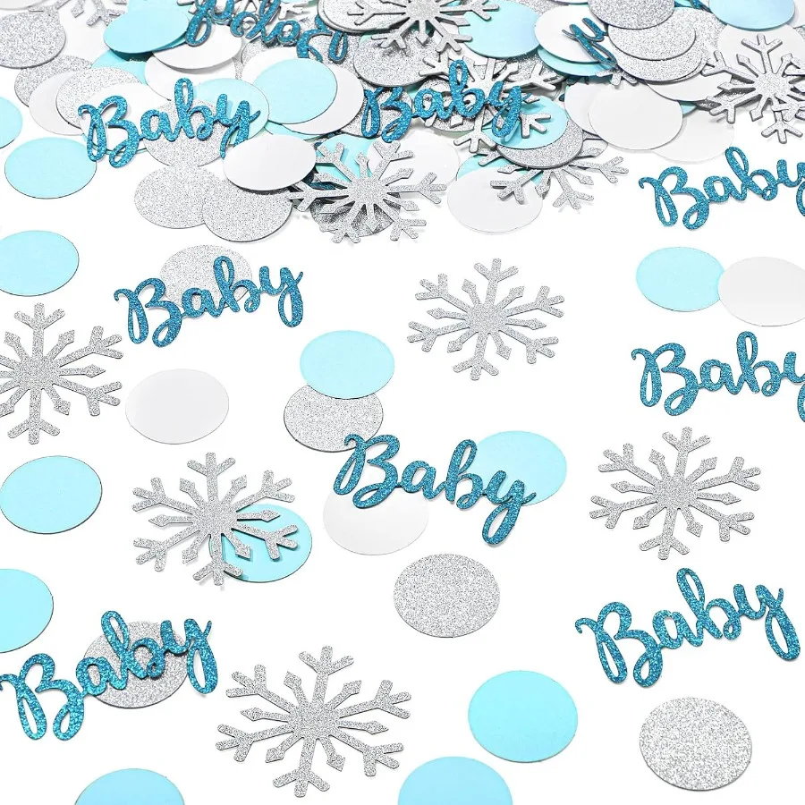 300 قطعة الشتاء استحمام الطفل الجدول النثار بريق ندفة الثلج النثار الفضة الأبيض الجدول زينة ورقة رش ديكور الحفلات #1