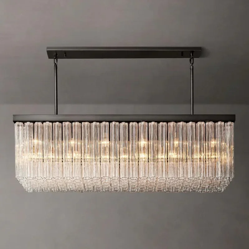 

American Luxury Postmodern Chandeliers Big Glass Pendant Light Hanging Light Large Rectangular House Dining Table Chandelier