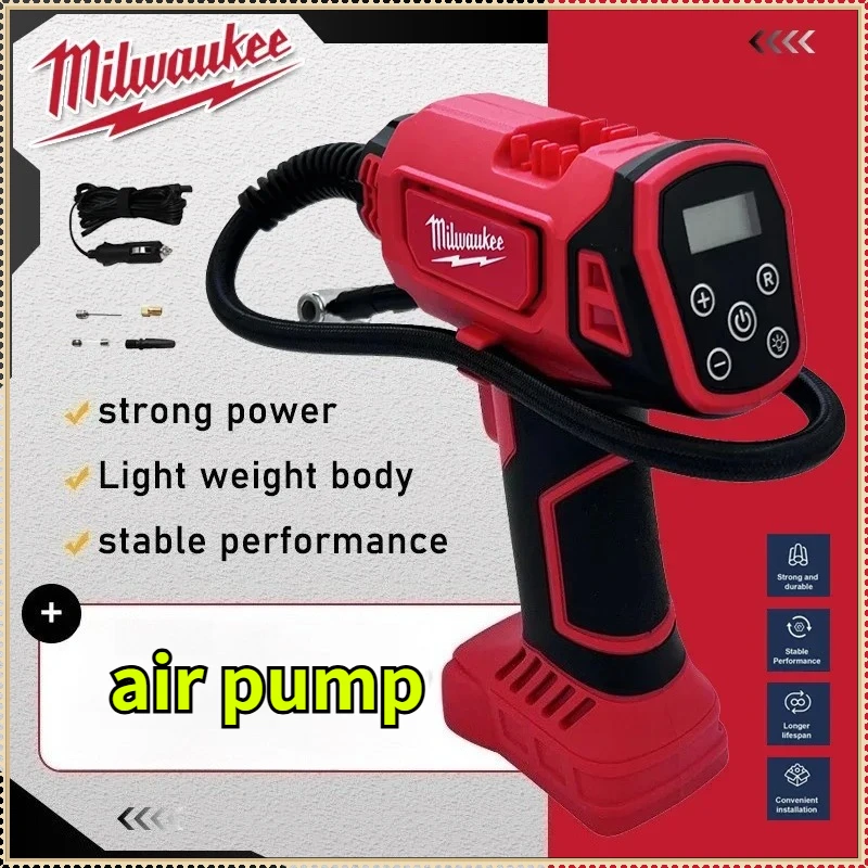 

Беспроводной электрический воздушный насос Milwaukee для накачивания автомобильных шин, автоматический компрессор, портативный, перезаряжаемый, для аккумулятора Milwaukee 18V