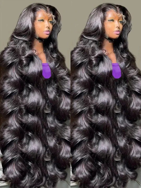 250%Density Body Wave Human Hair Wigs HD Transparent 13x6Lace Front Human Hair Wigs 30Inch Lace Front Wig Human Hair Pre Plucked image 2