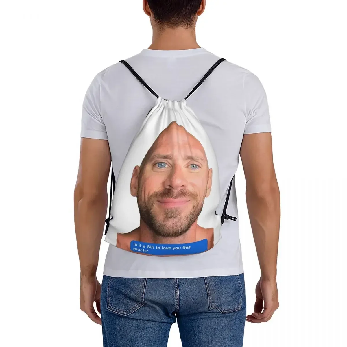 Johnny Sins-mochila de burbujas con texto coqueto, bolso con Cordón portátil, bolsa de almacenamiento con bolsillo, para viaje y escuela