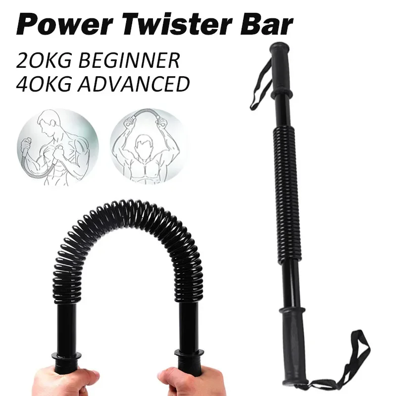 Spring Power Twister Bar Heavy Duty for Muscle Pulling Arm Upper Strength Training Workout Heavy Duty 20KG/40KG/44lbs/88lbs