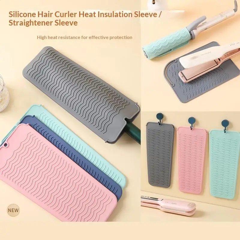 1Pcs Silicone Heat Resistant Pad Pouch Storage Bag Insulation Mat For Hair Straightener Heat Curling Stick Curler Cover