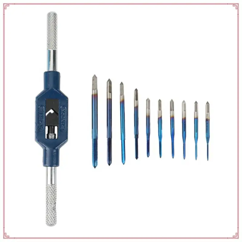 10Pcs M1-M3.5 Thread Taps Machine Tap Wrench Set For Metal Working Screw Tap Drill Bit