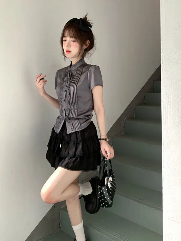 

Ретро-топ с коротким рукавом для женщин, летний, с дизайнерским принтом, тонкий, свободного кроя, повседневный, для стройности фигуры.