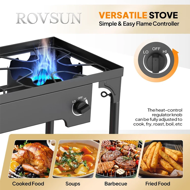 2 Burner Outdoor Propane Gas Stove High Pressure Vertical Cooker Backyard Cooking Camping Home Brewing Canned Turkey Fried