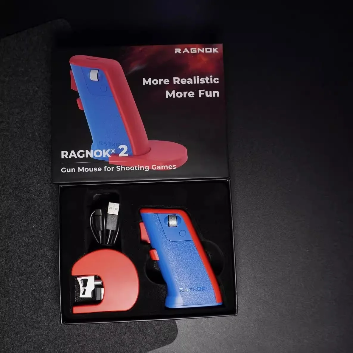 ماوس بندقية لألعاب الرماية مخصص أسود أبيض لاسلكي ثنائي الوضع ماوس ألعاب عمودي ولد لـ Fps #4