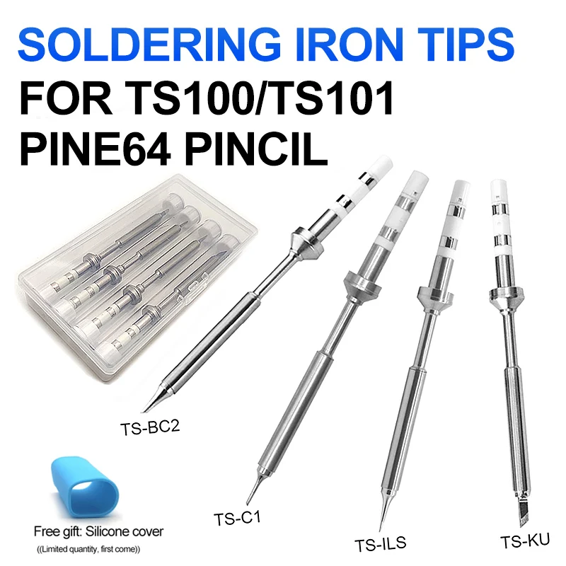 Soldering Iron Tips Replacement Various Models of Pine64 TS100 Pinecil TS B2 BC2 C1 KU ILS I C4 D24 K BC3 JL02 J02 Kit